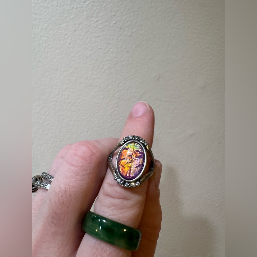 Silver Ring With Multicolored Stone - image 1